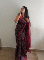 Ajrakh Print Cotton Saree - Image 2