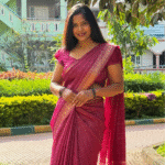 Magenta Checked Saree with Zari Border