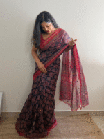 Ajrakh Print Cotton Saree - Image 4