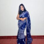 Indigo Blue Hand Batik Cotton Saree